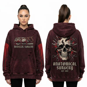Vintage 400GSM Sleeveless Hoodie Women Plague Doctor Graphic <b>Rat</b> Print Distressed Tan Hooded Vest Streetwear Factory Custom - Product Image 6