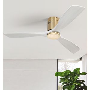 Ventilatore da soffitto in legno massello da 52 pollici a basso profilo con motore DC 3 reversibile silenzioso, telecomando (luce esclusa) - Product Image 5