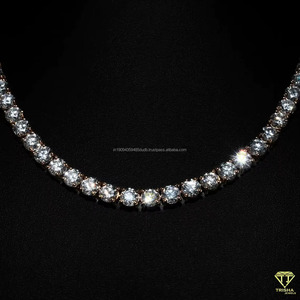 สร้อยเทนนิสแบบ Iced Out คุณภาพ VVS1 เพชรโมอิสซาไนต์ทรงกลม เงินแท้ 925 ผ่านการทดสอบเพชร เหมาะสำหรับทั้งชายและหญิง - Product Image 5
