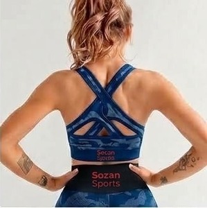 Conjunto Deportivo Sozan para Mujer, Top Deportivo con Escote en V Profundo y Tirantes Cruzados, Leggings de Cintura Alta, Transpirable, de Secado Rápido, Spandex/Nailon - Product Image 2