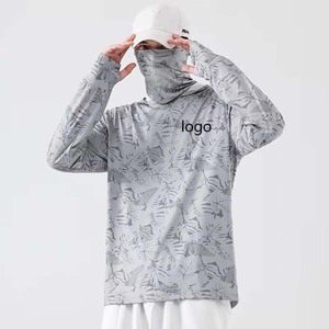 เสื้อตกปลาแขนยาวพิมพ์ลายปลาสำหรับผู้ชาย UPF 50+ พร้อมฮู้ดและผ้าคลุมหน้า ป้องกันรังสียูวี ป้องกันแสงแดด เหมาะสำหรับกิจกรรมกลางแจ้ง - Product Image 5