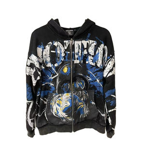 Sudadera con Capucha de Punto 100% Algodón de Alta Calidad, Gruesa, de Invierno, con Bolsillos, Cortavientos, Oversize, Estilo Y2K Hip Hop, Unisex, con Cuentas Mixtas - Product Image 1