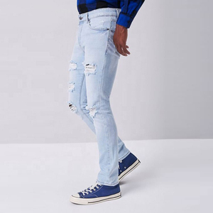 Venta al por mayor 2026 Jeans rectos desgastados para hombre, ecológicos, de cintura media, estilo urbano, corte regular, de mezclilla elástica - Product Image 2