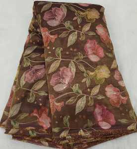 Tissu en résille lourdement perlé scintillant avec broderie de cristaux fantaisie pour robes de créateur, lehenga, anarkali et vêtements de mariée - Product Image 3