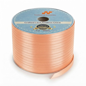 6mm Peach Single Face Satin <b>Ribbon</b> Customizable Manufacturer 350 Meter Roll for <b>Wedding</b> Favors Bridal Gift Packaging Wholesale - Product Image 1