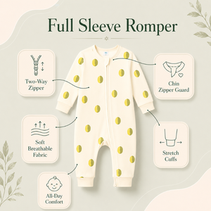 Mameluco de Manga Larga 100% Algodón para Bebé Unisex |   Ropa de Dormir para Bebés, Tejida, Transpirable, con Estampado de Limones, Cierre de Dos Vías - Product Image 5