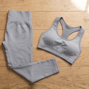 Women Yoga Wear Set Women <b>Racer</b>-back Bra High Waist Leggings 2 Piece Seamless Workout Active-wear Leggings Two Piece Ladies - Product Image 3