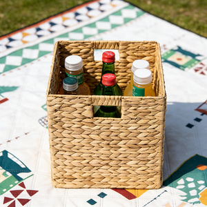 <b>Square</b> Woven Straw Storage <b>Baskets</b> 4-Pack Handmade Rustic Organizer for Living Room Neatening and Multipurpose Use - Product Image 5