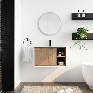 Mobile bagno sospeso da 30 pollici con lavabo in ceramica e anta con chiusura ammortizzata - Product Image 1