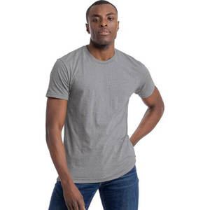 T-shirt col rond unisexe For Level Apparel, coupe moderne, 100 % coton CVC, gris chiné foncé, respirant, séchage rapide, motifs personnalisés - Product Image 1