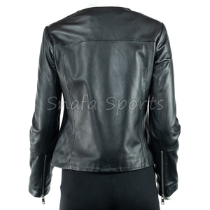Veste en cuir élégante pour femme, coupe slim, style motard, tendance, vêtement d'extérieur hiver, manteau en cuir premium - Product Image 4
