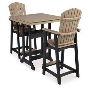 Ensemble de table à manger rectangulaire robuste en bois de style farmhouse moderne, chaises de jardin confortables, meubles d'extérieur pour villa, utilisation en restaurant - Product Image 1