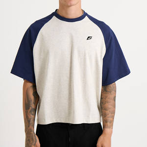 T-shirt patchwork épais 240 g/m² en coton 100 % personnalisé pour homme, coupe oversize, unisexe, vente en gros B2B USA - Product Image 1