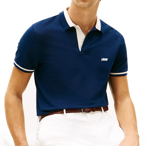 Polo à col color block coupe classique pour homme, en coton premium respirant, logo personnalisé, polo décontracté, marque privée - Product Image 4