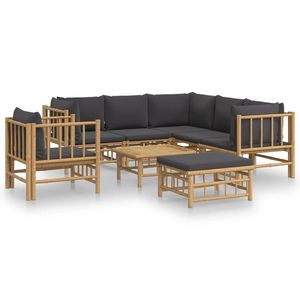 Conjunto Modular Grande de Sofás de Jardín de Bambú Gris Oscuro - Product Image 2
