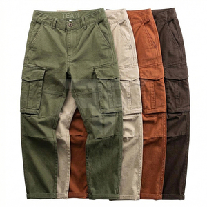 กางเกงขายาวผู้ชายผ้าฝ้ายทรงหลวมสไตล์ลำลองสำหรับฤดูร้อนและฤดูใบไม้ผลิ มีกระเป๋าหลายช่อง ทรงตรง ใส่ทำงานหรือทำกิจกรรมกลางแจ้งได้ - Product Image 1