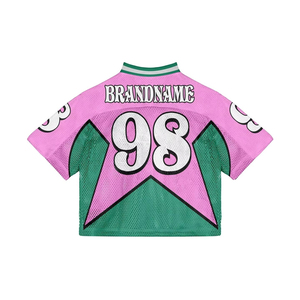 Custom American Football Jersey Silk Screen Printed Mesh T-Shirt Front Flame <b>Star</b> <b>Design</b> Heavyweight Breathable Eco-Friendly - Product Image 4