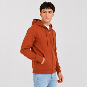 Mens zipper hoodie with clean modern shape and soft breathable construction perfect for layering travel and comfortable daily - Product Image 4