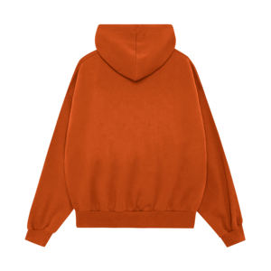 Sweat-shirt à capuche uni orange pour homme, manches régulières, en molleton français tricoté, pour l'automne - Product Image 2
