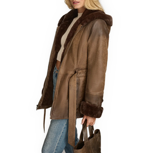 Women's Winter Faux Fur Lined <b>Wool</b>/Viscose Vintage Trench <b>Coat</b> <b>Hood</b> Covered Button Closure Detachable Collar Solid Color Casual - Product Image 4