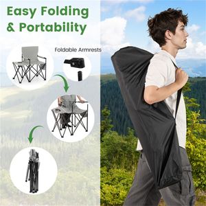 Sedia da Campeggio Pieghevole Contemporanea Grigia con Capacità di 330 LBS, Tavolino Laterale e Portabicchieri per Picnic all'Aperto, Logo Personalizzabile - Product Image 6