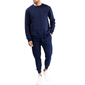 Wholesale Custom Logo Men Plus Size Cotton Blank <b>Plain</b> <b>Tracksuit</b> Cropped Boxy Hoodie and Flared Sweatpants Set - Product Image 1