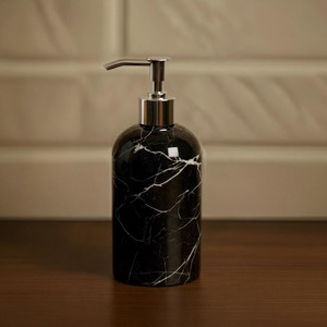 Luxury Black Marble Bathroom Set Four-Piece Rectangle Tray Soap Dispenser <b>Toothbrush</b> <b>Holder</b> With Easy To Clean Feature - Product Image 6
