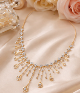 สร้อยคอจี้เพชรทรงหยดน้ำสามเม็ดประดับด้วยทองคำขาว 14K หรูหรา ดีไซน์สวยงาม เหมาะสำหรับผู้หญิง เป็นของขวัญวันครบรอบหรือวันแต่งงาน - Product Image 3