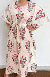 Women's Premium Cotton <b>Kaftan</b> Dress with Artistic Printed Design and Easy Fit Silhouette - Product Image 4