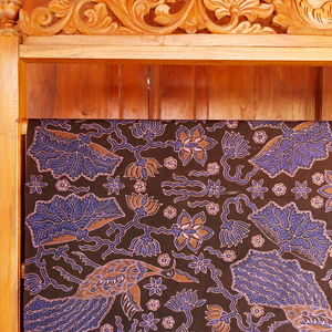 Handcrafted Indonesian Hand Drawn Batik Tulis Cotton Fabric 260gsm Traditional Cohong Motif Dark Brown <b>Lavender</b> Sogan Boys - Product Image 3