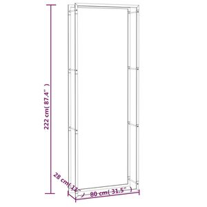 Support à bois de chauffage en acier noir mat 31,5x11,0x87,4 po pour ensembles et accessoires de cheminée - Product Image 6