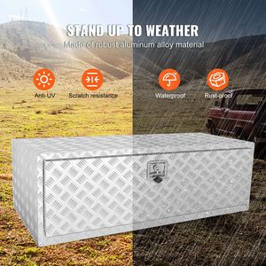 Heavy Duty Aluminum 48 X 24 X 24 Underbody Truck <b>Box</b> Diamond Plate Pickup Storage Tool <b>Box</b> <b>Lock</b> Cargo Control Accessories - Product Image 4