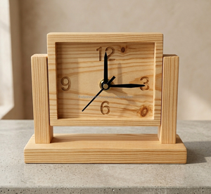 Custom Handmade Wooden Desk Clock <b>Mini</b> Pine Wood <b>Table</b> Clock Modern Home Office Desk Decor Gift - Product Image 1