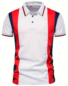 Polo de Golf de Manga Corta con Rayas Estilo Europeo y Americano para Hombre, Diseño Personalizado OEM, Verano - Product Image 1