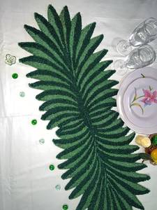 Camino de Mesa Hecho a Mano con Hojas de Palma, Manteles Individuales Verdes Tejidos, Decoración Artesanal de Vidrio para Mesa de Comedor de Restaurante u Hotel - Product Image 5