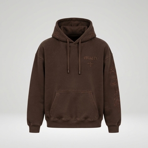 Sweat-shirt à capuche oversize marron brodé pour homme, style streetwear, en molleton personnalisé, vêtements OEM - Product Image 2