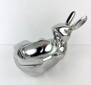 Regalo de decoración de conejo de aluminio fundido para RabbitHome Office Decor Centerpiece de Decor IMPEX - Product Image 1