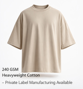 Camisetas de punto de algodón 100% de 220 GSM de alto gramaje para hombre, estilo oversize con hombros caídos, personalizables para marcas, con doble costura. - Product Image 1