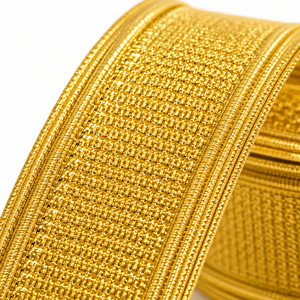 Vintage Gold Bullion Wire Braid <b>Lace</b> with Sequins Handmade Rayon/Nylon Weaving - Product Image 6