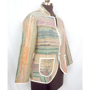 Indian Cotton Vintage Kantha <b>jacket</b> with <b>mandarin</b> <b>collar</b> and pockets button Autumn/Winter High Quality Quick Dry Plus <b>Jacket</b> - Product Image 3