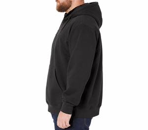 Sudadera con Capucha Negra para Hombre, Cierre de Cremallera de un Cuarto, Corte Regular, Forro Polar, con Bolsillo Delantero, Estilo Casual para Otoño - Product Image 3