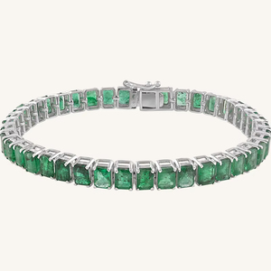 Pulsera de Esmeralda en Plata de Ley 92.5 KLSB-20628 - Product Image 1