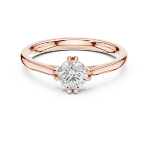 Unique Round Cut Moissanite Diamond Solitaire <b>Ring</b> for Her - Rose Gold Plated Sterling <b>Silver</b> Proposal Band <b>Plain</b> - Product Image 1