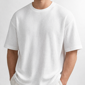 Premium 100% Cotton <b>Waffle</b> T Shirt High Quality Oversized Blank Luxury Comfort Custom Logo Bulk - Product Image 5