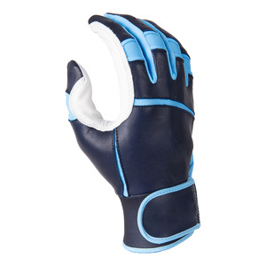 Men Baseball Batting Gloves Navy Blue Leather Breathable Grip Support Adjustable Wrist <b>Strap</b> Sports OEM Factory Supply - Product Image 2