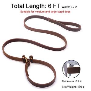 Collier et laisse pour chien en cuir de vache souple de haute qualité / Laisse en cuir souple roulé fait main avec quincaillerie en laiton massif - Product Image 5