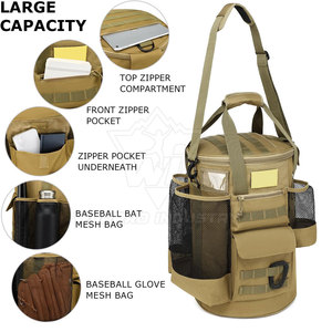 Bolsa de béisbol de gran capacidad para viaje con compartimentos separados para zapatos y pelota, correas de hombro ajustables - Product Image 4