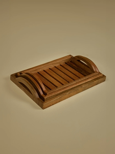 Plateau de service en bois fait main moderne pour le petit-déjeuner, les collations, les boissons, le thé, le café, la table à manger, la cuisine, la maison, les accessoires de restaurant - Product Image 1