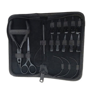 Kit de Herramientas Profesional para Extensiones de Cabello Negro Mate, Alicates de Anillo Micro Nano, Agujas Reutilizables y Duraderas para Salón de Belleza - Product Image 3