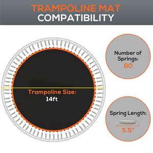 Tappeto di ricambio arancione per trampolino 12/14 con ganci a V 72/80 e molle da 5,5 pollici, compatibile con vari modelli - Product Image 3